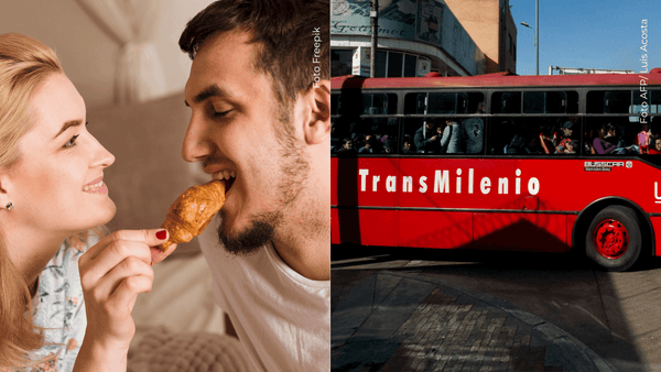 Pareja se reconcilia con pollo asado en TransMilenio y causa furor | VIDEO