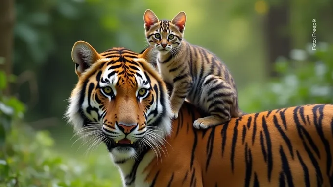 Video de un gato acostado sobre un tigre le da la vuelta al mundo Video de un gato acostado sobre un tigre