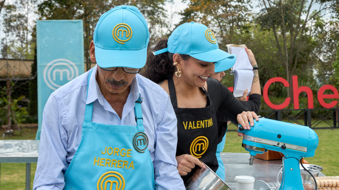 Valentina Taguado y Jorge Herrera en reto de campo de MasterChef Celebrity.