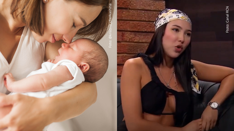 Mujer con un bebé en sus brazos - Aida Victoria Merlano en el programa Yo José Gabriel.