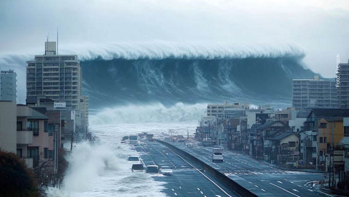Una abuela se vuelve viral en redes por llevar a su nieto a presenciar un tsunami Tsunami genera daños en una ciudad costera