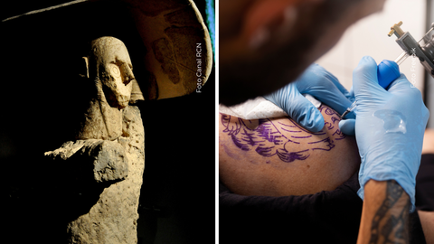 Detalle de los tatuajes milenarios hallados en la piel de la momia Pazyryk.