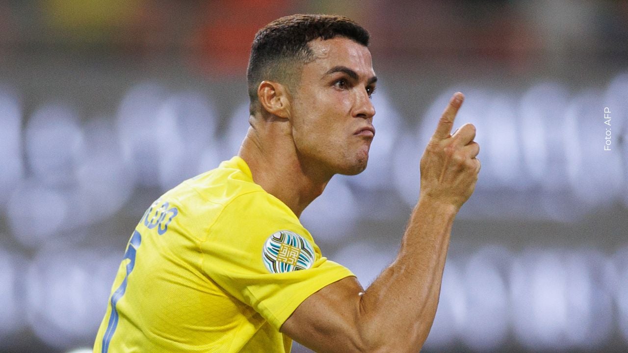 Cristiano Ronaldo celebrando su primer gol con el Nassr