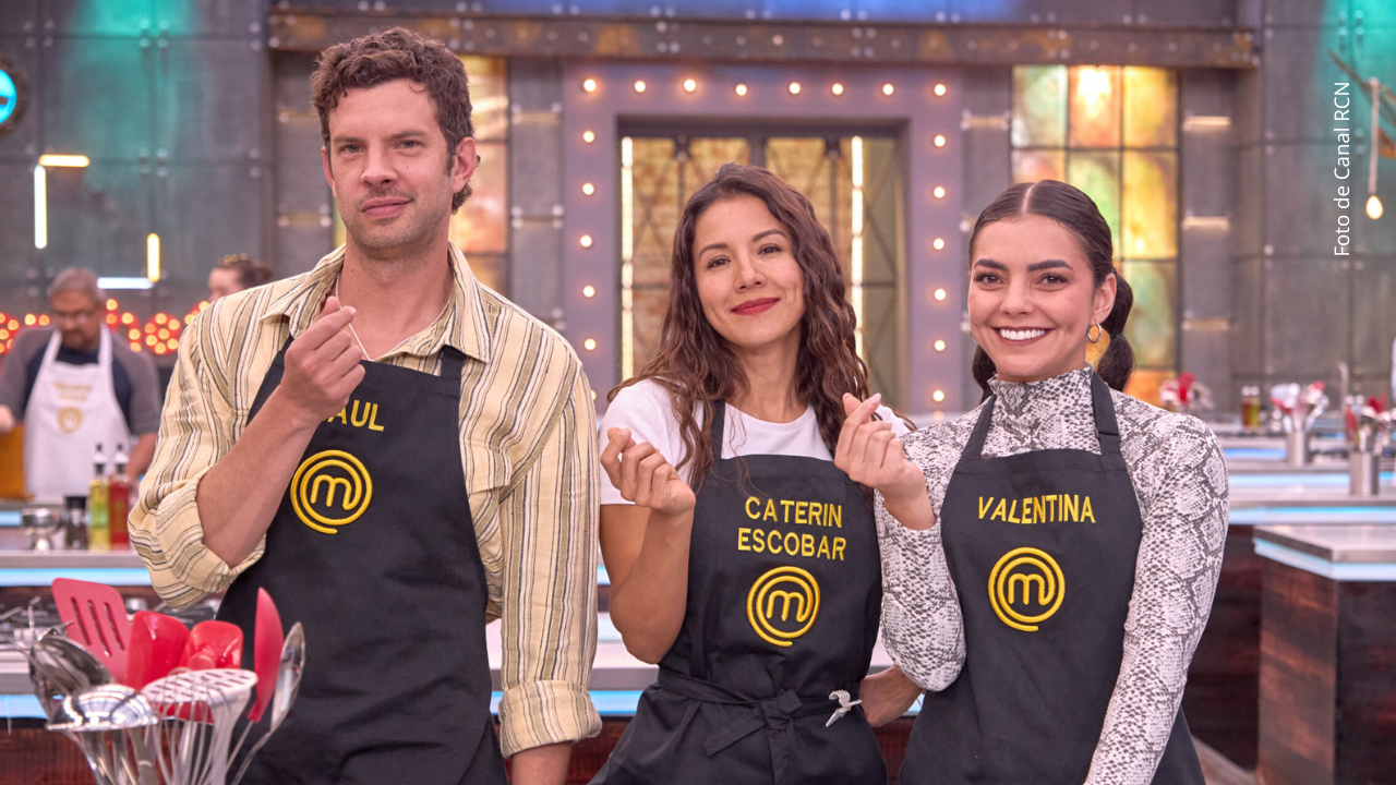 Valentina Taguado, Caterine Escobar y Raúl Ocampo en MasterChef Celebrity 2025.