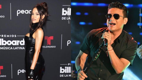 Natti Natasha sorprendió con su presencia en el primer concierto de Silvestre en El Campín. Fotos / AFP: Rodrigo Varela - Gustavo Caballero