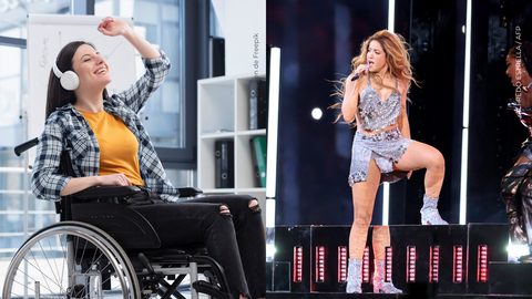 Mujer en silla de ruedas en concierto de Shakira