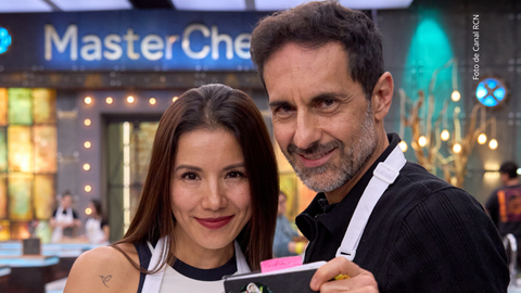 Caterin Escobar y Luis Fernando Hoyos en MasterChef Celebrity 2025.