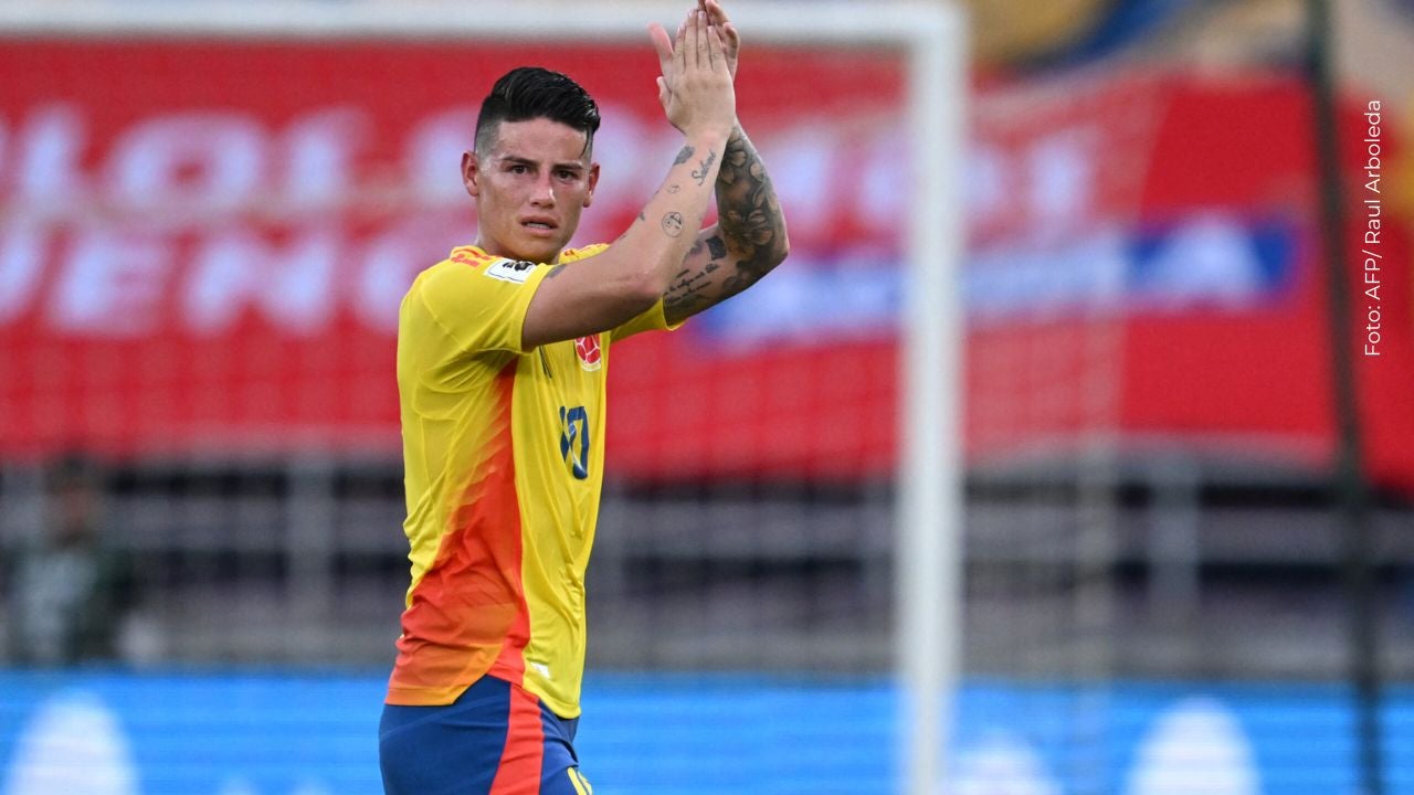 James Rodríguez en el encuetro contra Argentina de las eliminatorias para el Mundial 2026