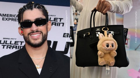 Bad Bunny y un muñeco Labubu