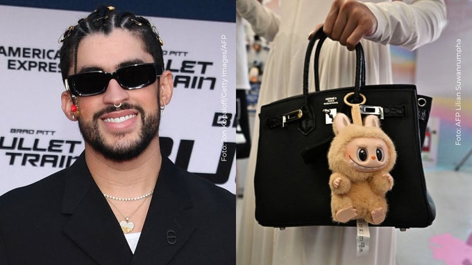 Bad Bunny y un muñeco Labubu