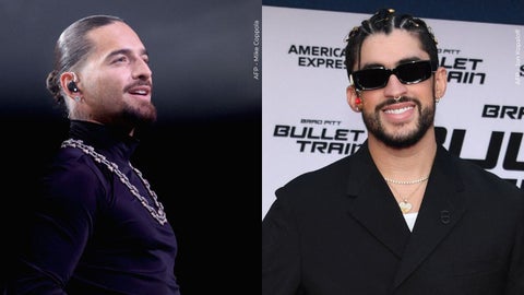 Maluma llegó al último concierto de la residencia de Bad Bunny en Puerto Rico. Fotos / AFP: Mike Coppola - Jon Kopaloff