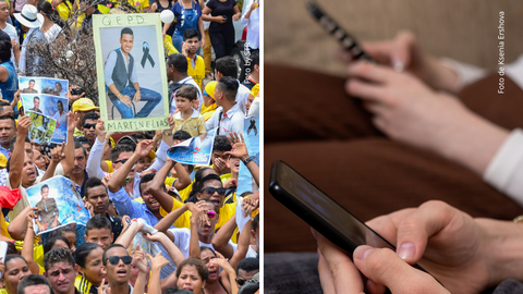 Seguidores de Martín Elías le dieron el último adiós - Personas con celular en la mano.