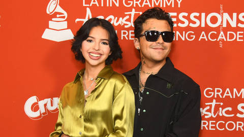 Ángela Aguilar y Christian Nodal asisten a las Latin GRAMMY Acoustic Sessions con Christian Nodal.