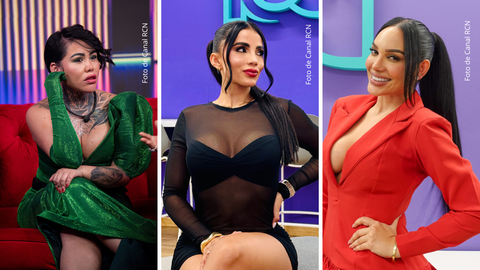 Andrea Valdiri y Yina Calderón y Karina García en La casa de los famosos Colombia 2025.