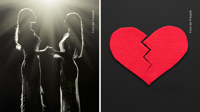 Exreina de belleza confirmó su separación Mujeres tomándose de las manos - Corazón partido.