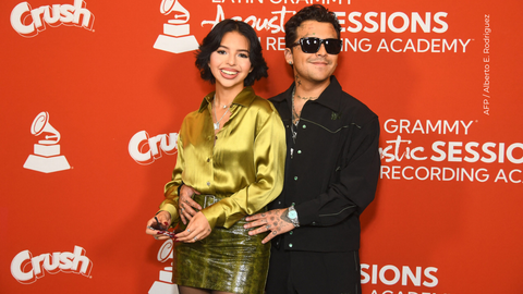 Ángela Aguilar y Christian Nodal asisten a las Sesiones Acústicas de los Latin GRAMMY con Christian Nodal en el Museo GRAMMY L.A. Live.