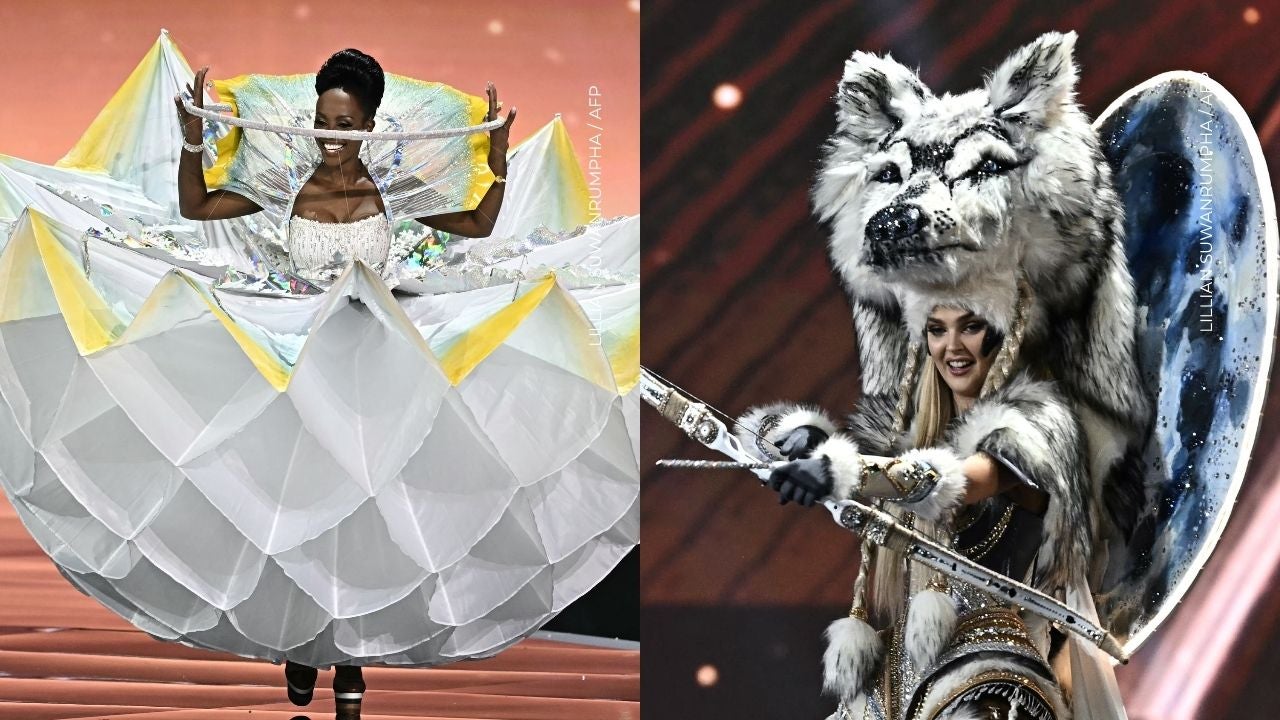 Solange Tuyishime Keita y Brigitta Schaback en la pasarela de trajes típicos 