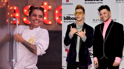 Valentina Taguado huele a los integrantes de Pasabordo.