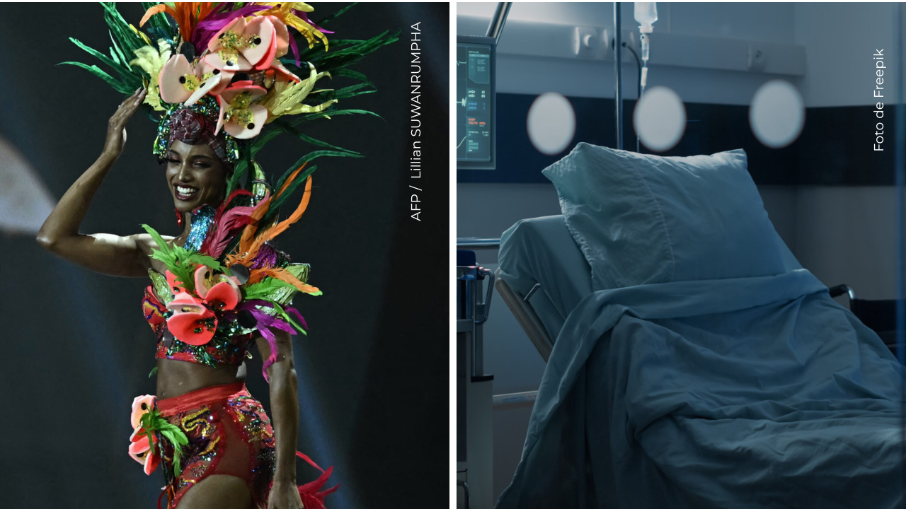 Miss Jamaica Gabrielle Henry sube al escenario durante la presentación del traje nacional de Miss Universo 2025 en Nonthaburi.