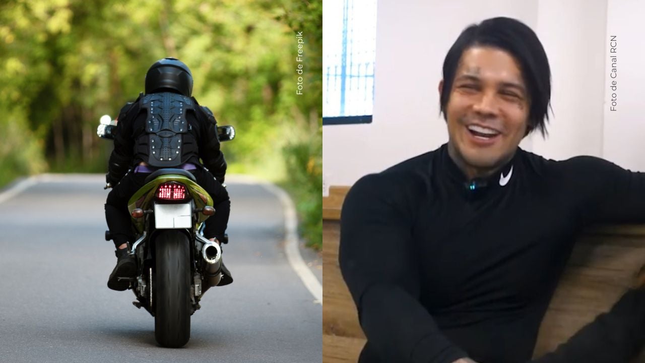 Yeferson Cossio sorprende al coger una moto en Bogotá. 