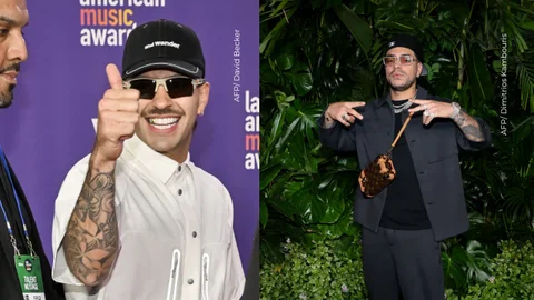 Feid y Ryan Castro bailando con una abuela