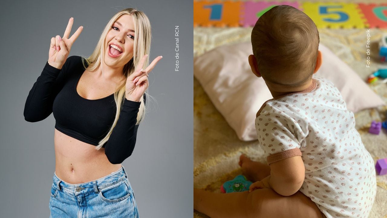 Yana Karpova posa junto a un bebé. 