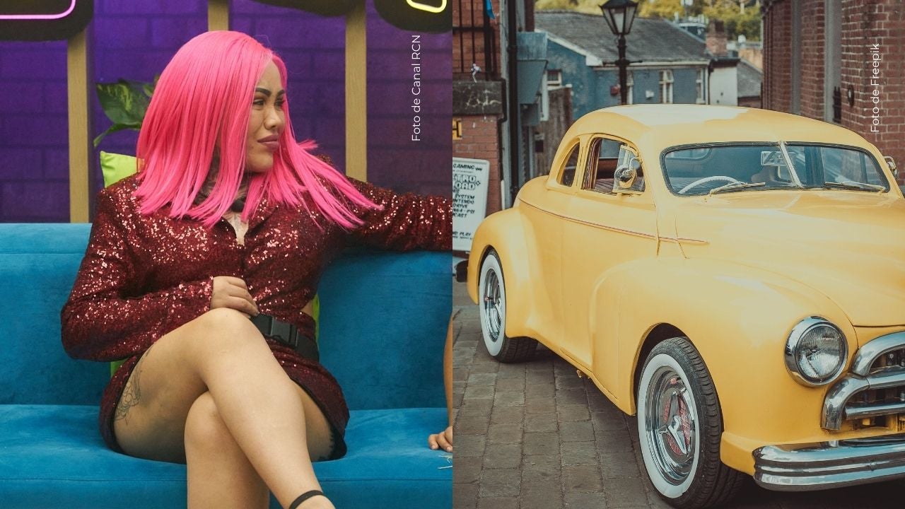 Yina Calderón está modificando un carro.