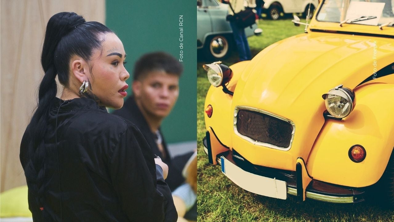 Yina Calderón muestra su carro modificado.