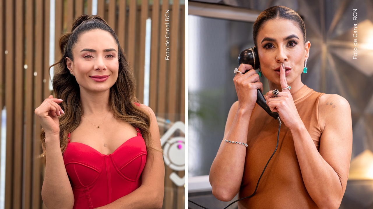 Johanna Fadul posa a la cámara sonriente - Carla Giraldo posa a la cámara con un teléfono en la mano.