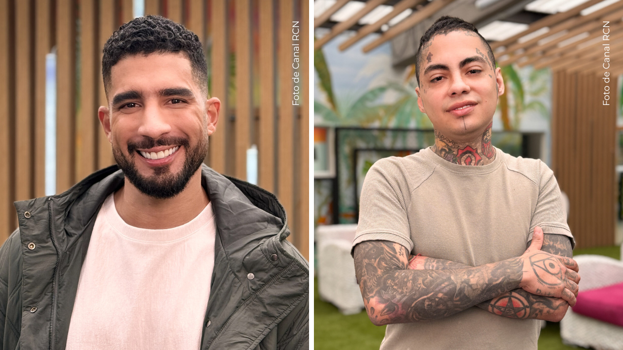 Nicolás Arrieta y Renzo Meneses en La casa de los famosos Colombia.