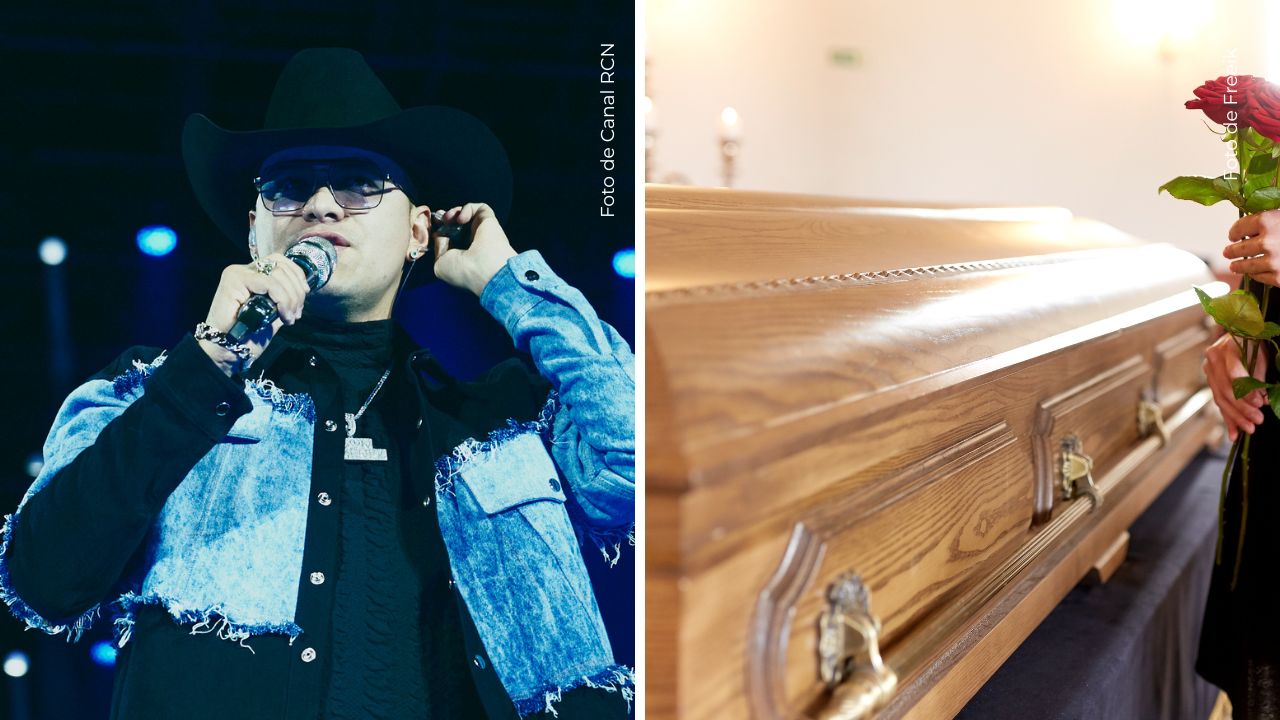 Yeison Jiménez en el Megaland - Imagen de una ataúd.