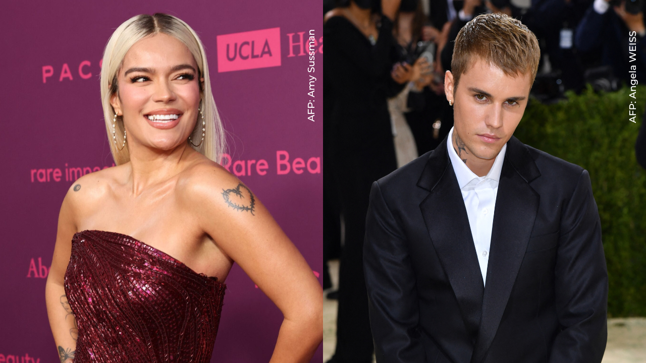karol g y justin bieber en los grammy