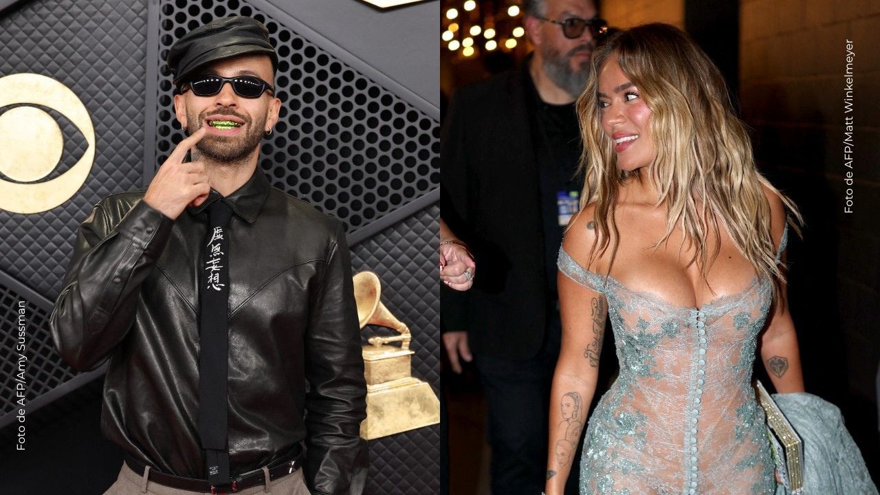 Imagen de Feid y Karol G besándose en los Grammy 2026 generada por IA