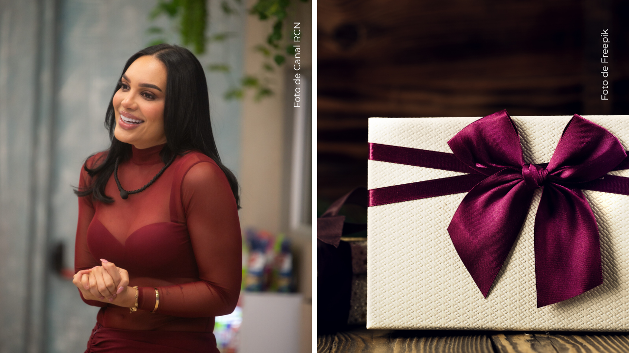 Andrea Valdiri durante su visita a La casa de los famosos Colombia 2025 - Caja de regalo.