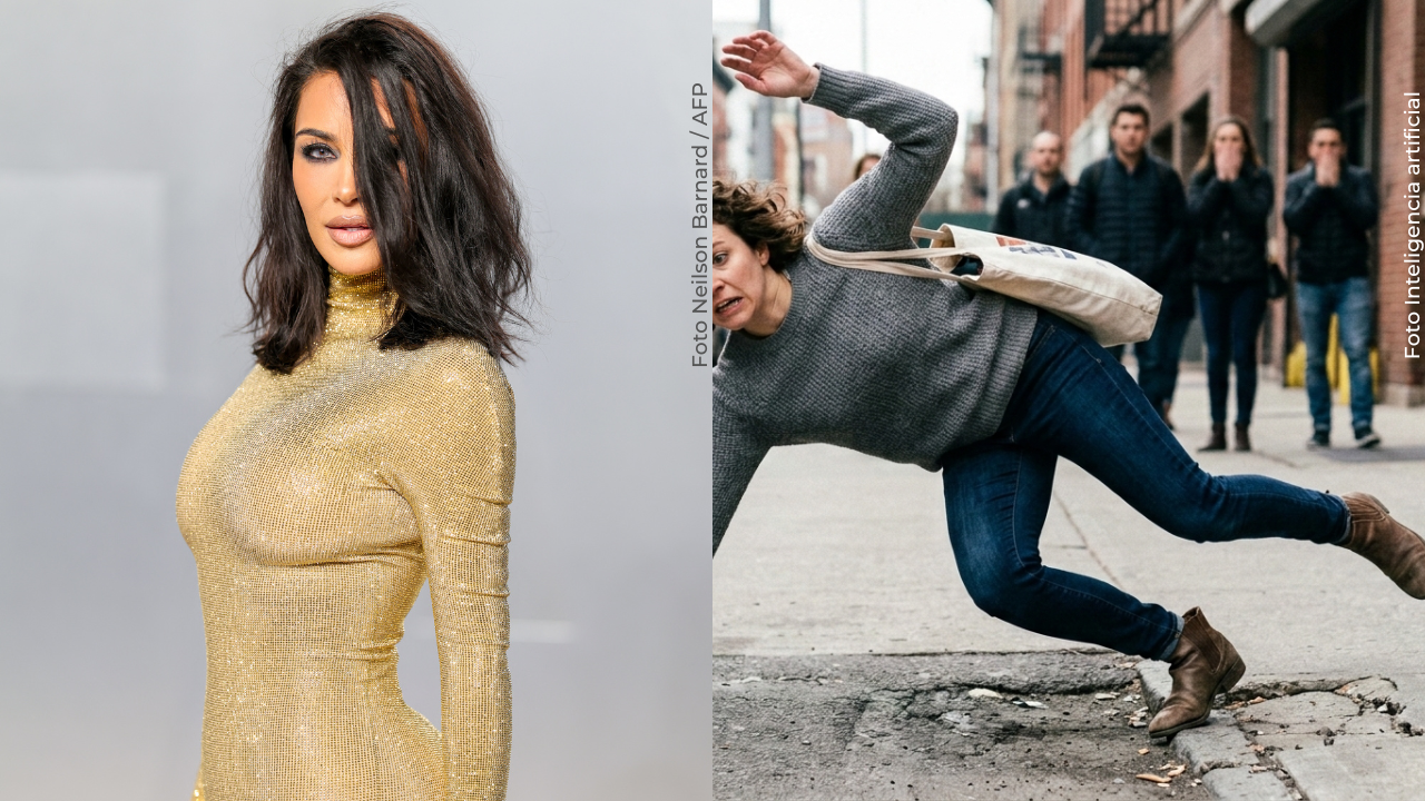 Kim Kardashian sufre caída camino a la alfombra roja y muestra el momento en redes