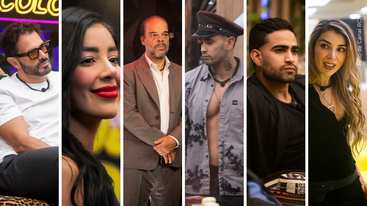 Participantes en placa de eliminación de La casa de los famosos Colombia.