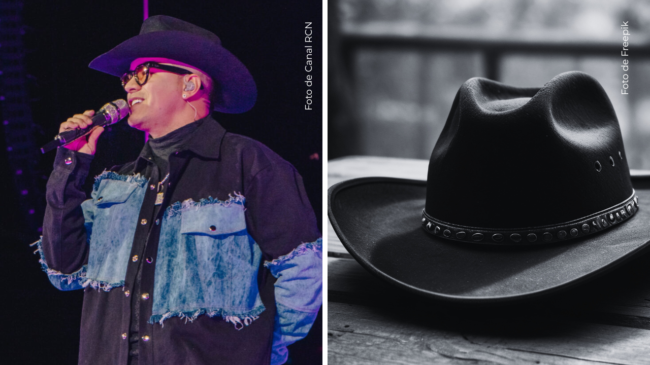 Yeison Jiménez en el Megaland - Imagen de un sombrero a blanco y negro.