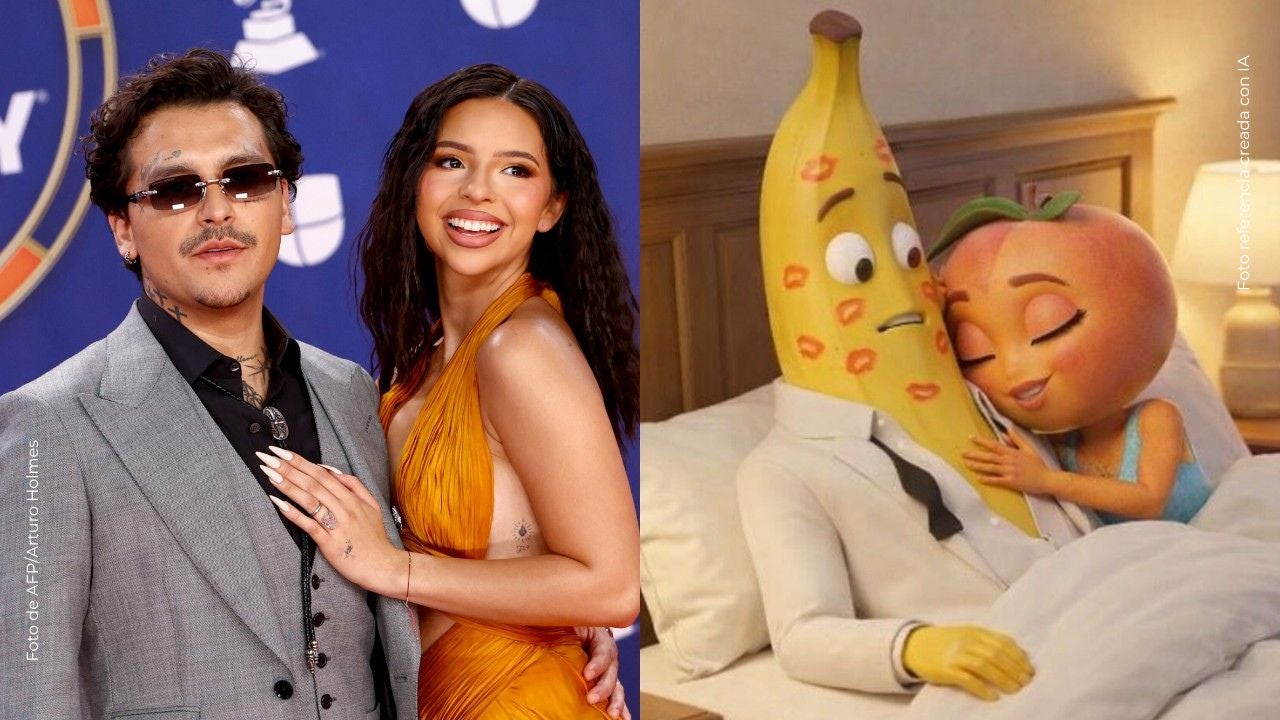 Así recrearon a Christian Nodal y Ángela Aguilar en frutas infieles