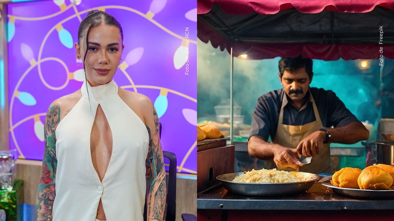 Cintia Cossio se muestra comiendo en un puesto callejeron con vestido y tacones.