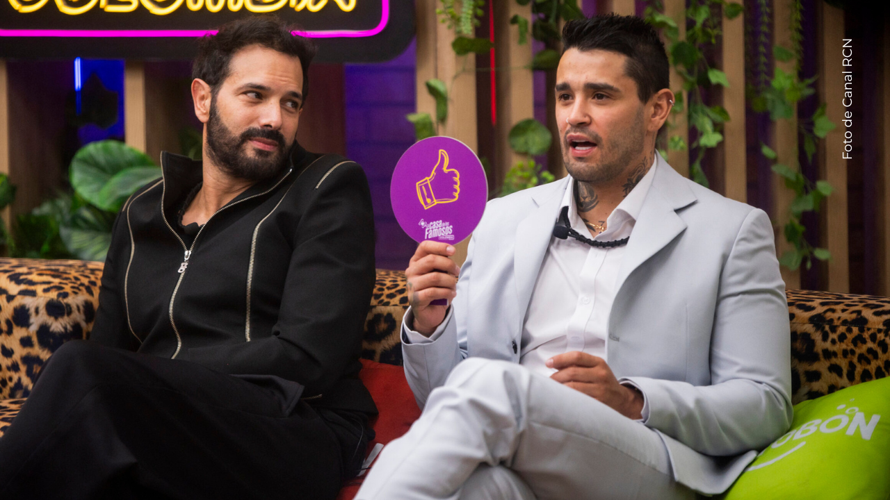 Alejandro Estrada y Tebi Bernal en La casa de los famosos Colombia.