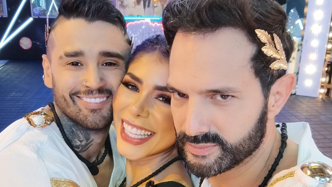 Alexa Torrex, Tebi Bernal y Alejandro Estrada en La casa de los famosos Colombia.