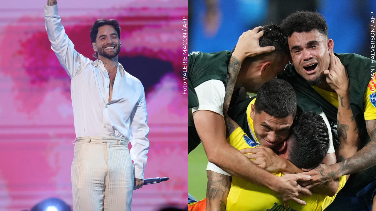 Maluma se entró a la cancha para abrazar a jugador de Colombia