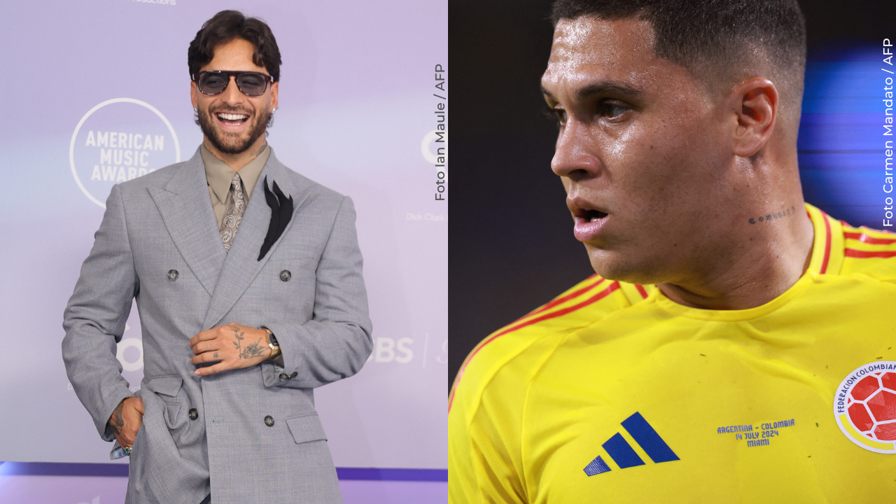Maluma ingresó a la cancha para abrazar a Juan Fernando Quintero