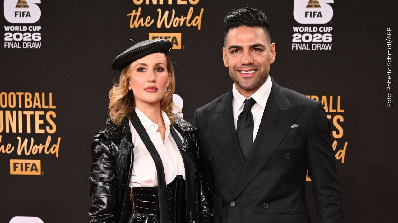 Lorelei Tarón y Falcao García en en la alfombra roja a su llegada al sorteo de la Copa Mundial de la FIFA 2026