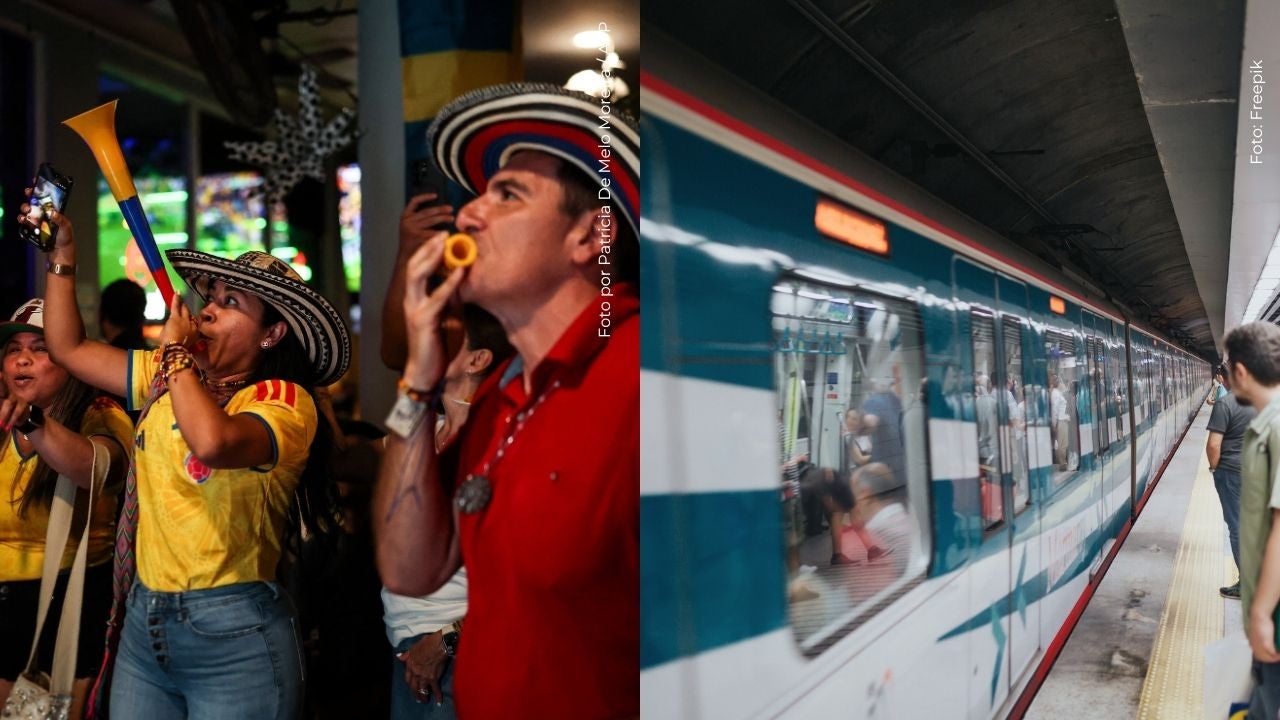La celebración de los colombianos en el Metro de México tras triunfo de la Tricolor.