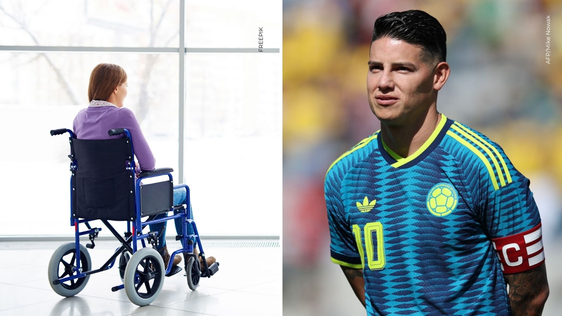 James Rodríguez con una fan en silla de ruedas