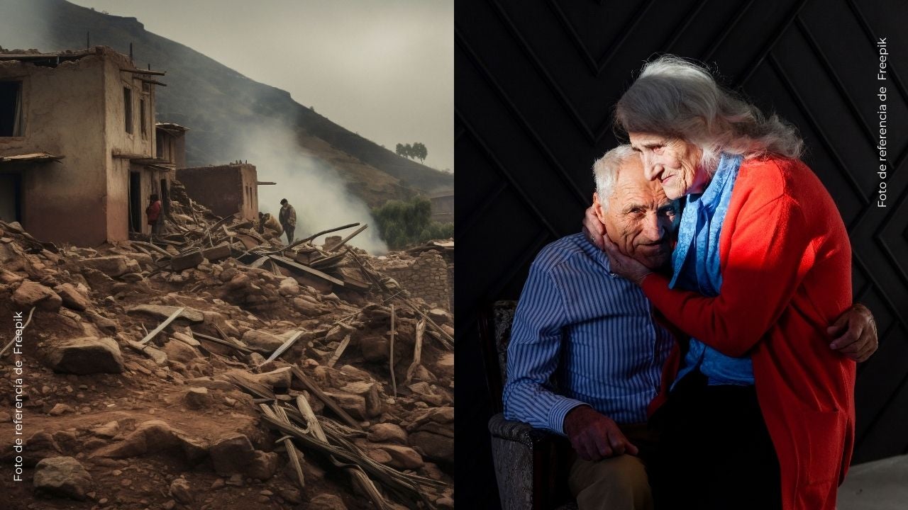 La emotiva reacción de una pareja de abuelos durante el sismo en Venezuela.
