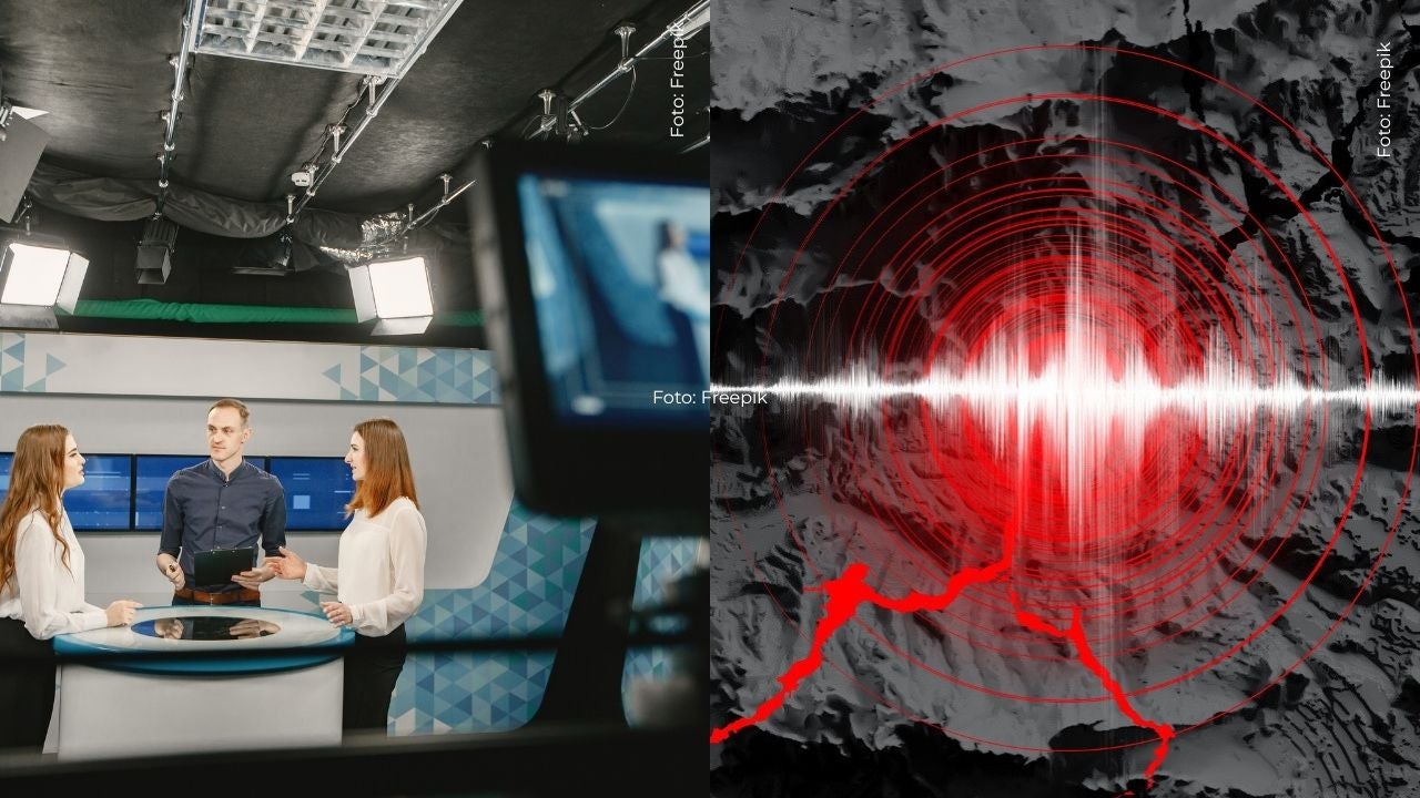 Presentadores en vivo durante el terremoto en Venezuela