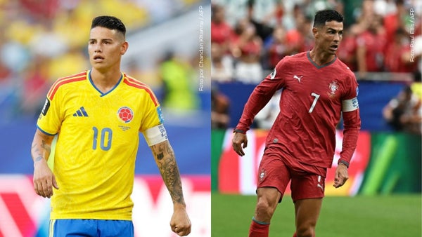 Así fue el abrazo entre James Rodríguez y Cristiano Ronaldo antes del duelo Colombia vs. Portugal