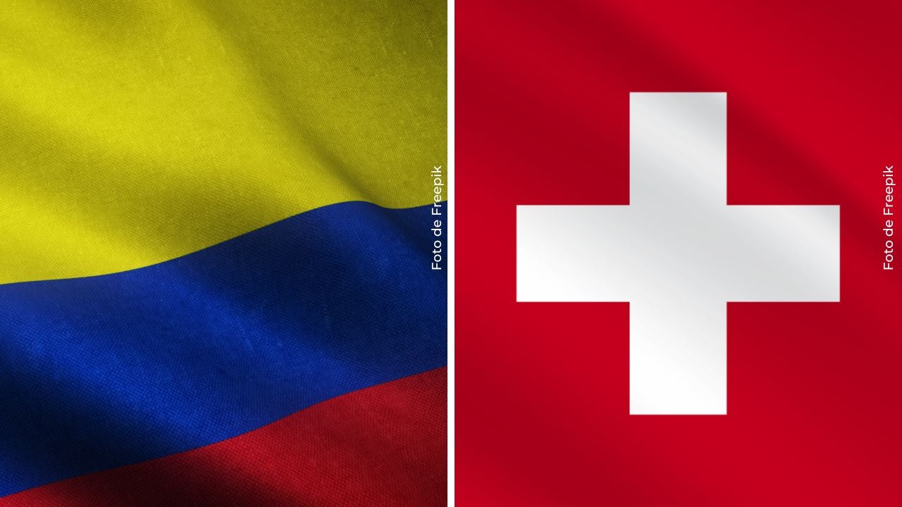 Bandera Colombia y Suiza